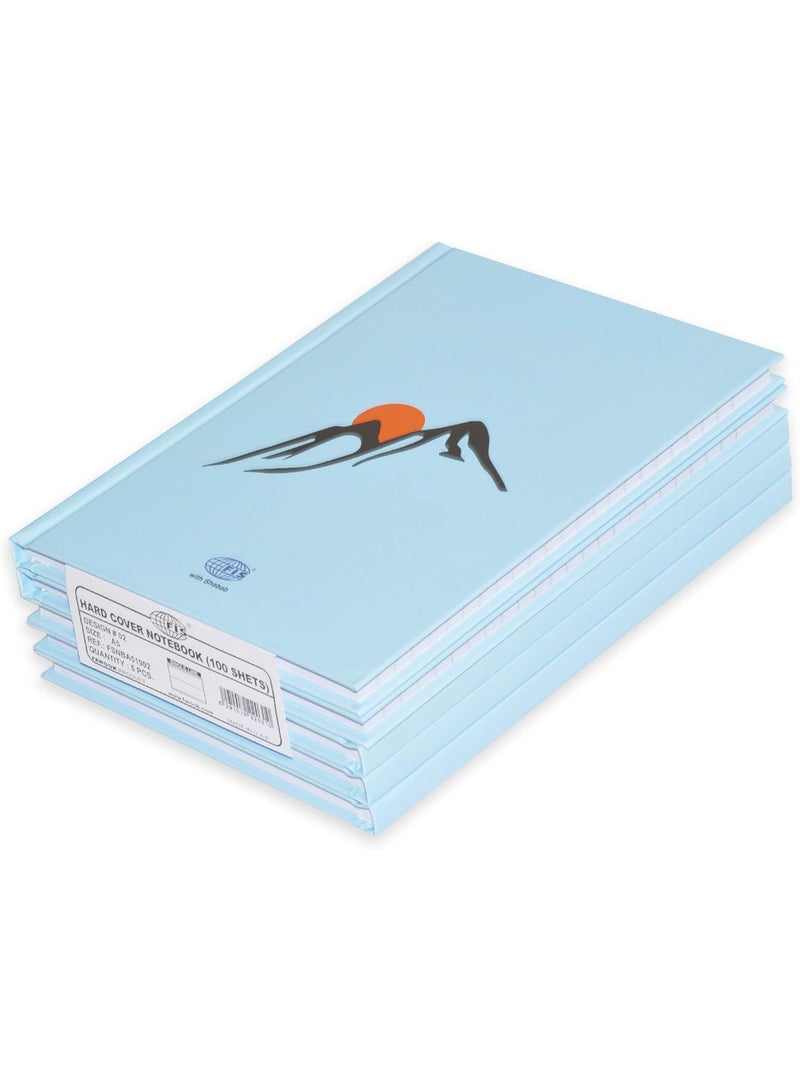 FIS Hard Cover Notebook Single Line A5, 100-Sheets 5-Piece - FSNBA51902 - Image 1